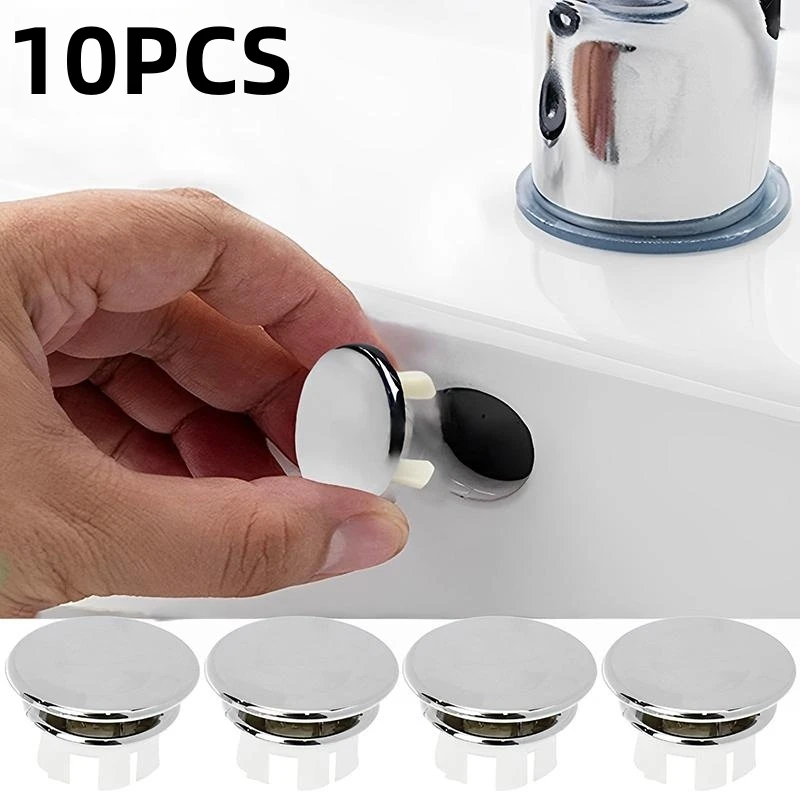 

10Pcs Plastic Sink Hole Overflow Cover for Kitchen Bathroom Basin Trim Bath Drain Cap Sink Wash Basin Round Overflow Ring Plug
