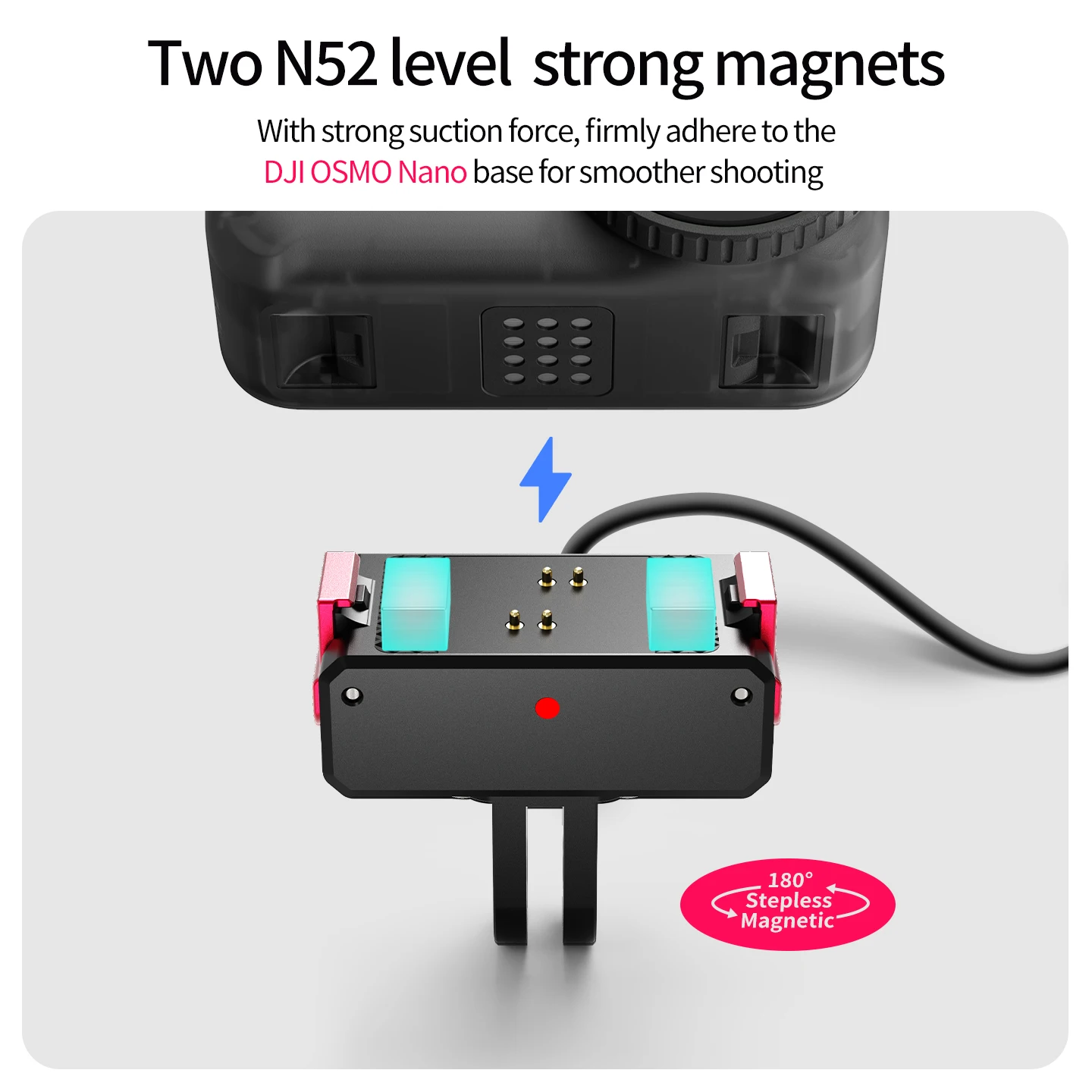 Aufladbarer magnetischer Kamerakäfig-Stativadapter für DJI Osmo Nano Kamera, Selfie-Stick, Fahrrad-Rucksackhalterung für Mikrofon- und Lichterweiterung – Detail 8