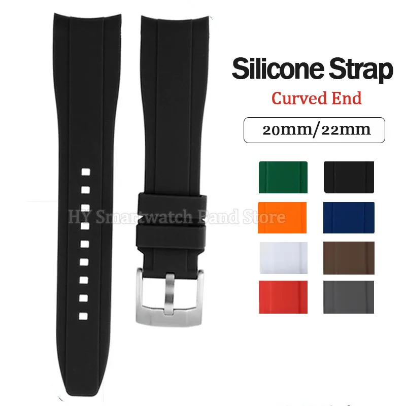 20 ミリメートル 22 ミリメートルゴム時計バンドシチズン用セイコー湾曲した端ユニバーサルリストバンドオメガ男性女性スポーツ時計ブレスレット
