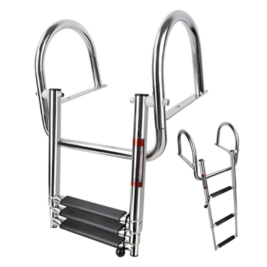 

Pontoon Boat, Pontoon Ladders for Pontoon Boats, Stainl Steel Rear Entry Inboard Ladders Over Platform