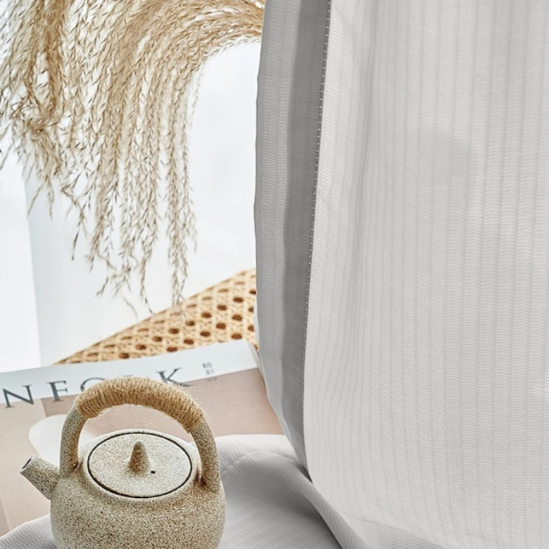 French Simple Thick Gauze Curtain Light Transmission Living Room Balcony Bedroom Sun Protection and Heat Insulation Luxury Door