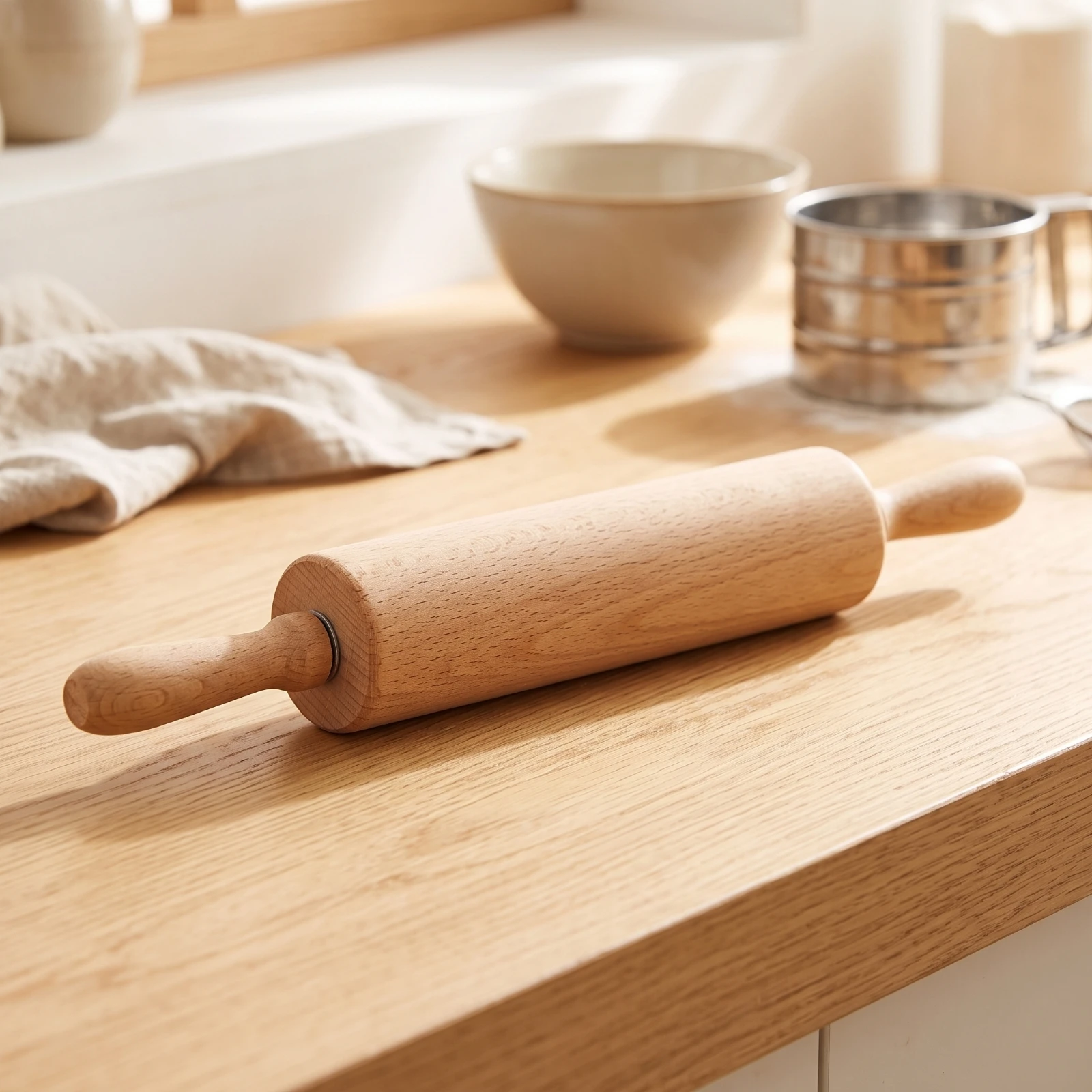 Rolling Pin Beech Wood Wooden Rolling Pin Pastry Roller Smooth Wooden Pastry Roller Unpainted for Bakers, Dumpling Making