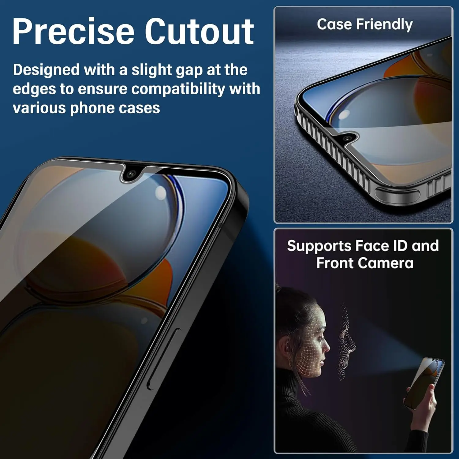 قطعتان من الزجاج المقسى المضاد للتجسس لهاتف Xiaomi Redmi 13C واقي شاشة الخصوصية