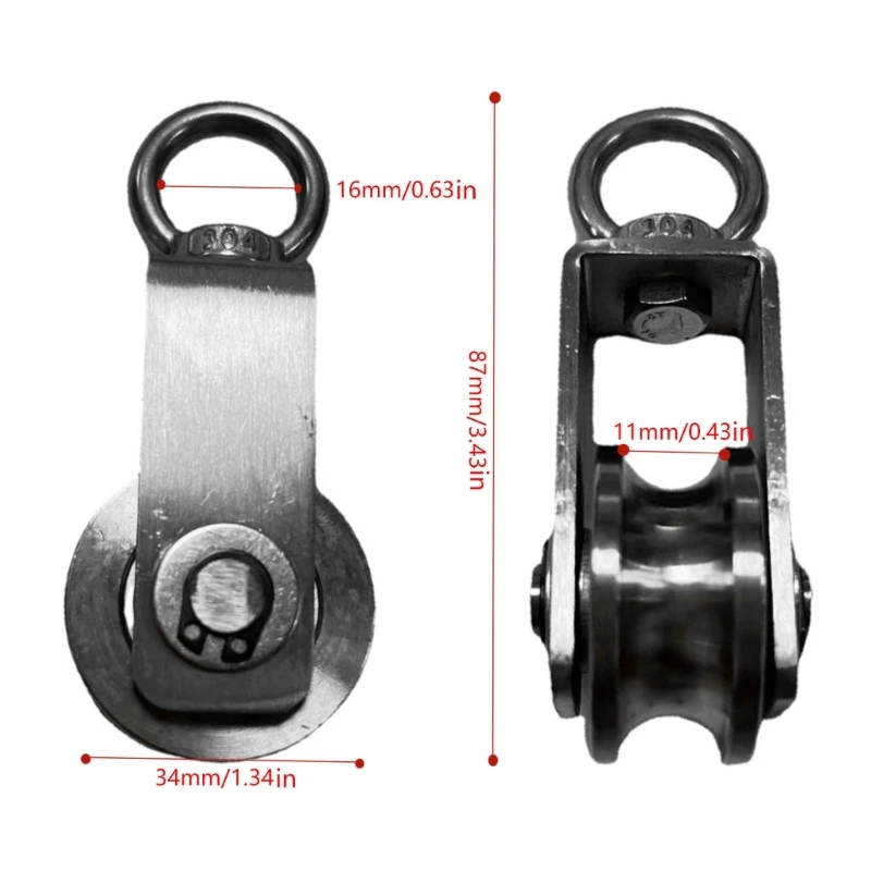 2pcs ที่มีประสิทธิภาพรอกหมุน Antideformation Pulley ลูกกลิ้งบล็อกสำหรับการใช้งานต่างๆปลอดภัยโหลดความจุ