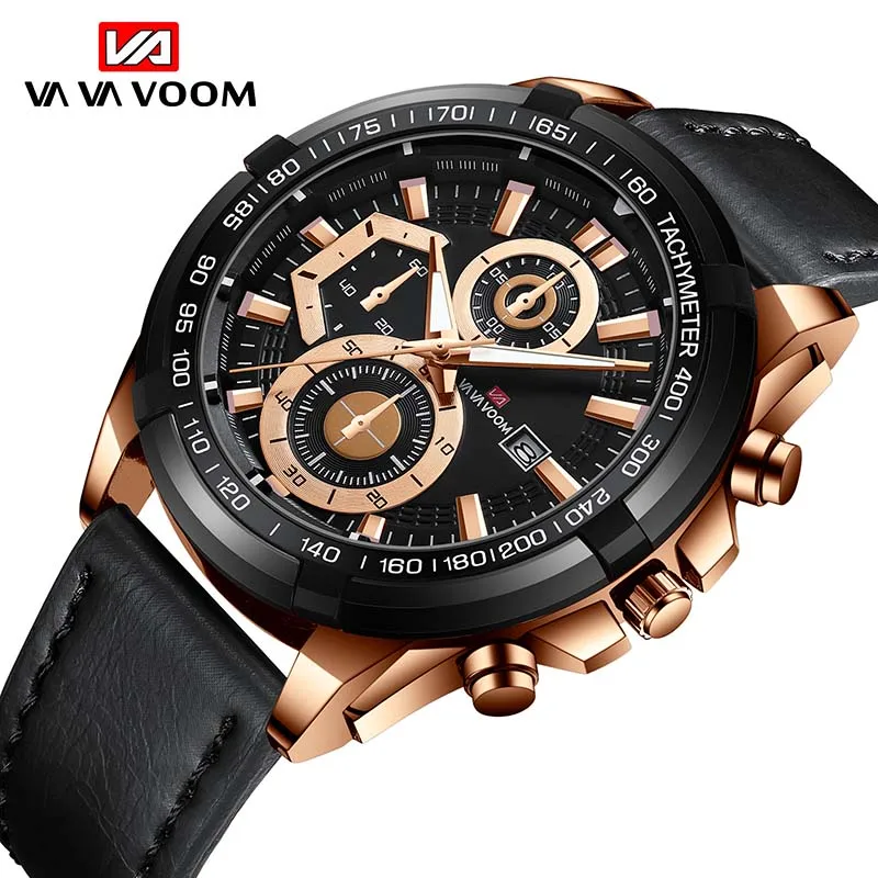 

New Trend Sport Watch Men Luxury Sport Leather Quartz Clock Calendar Waterproof Luminous Business Mens Watches Top Brand relojes