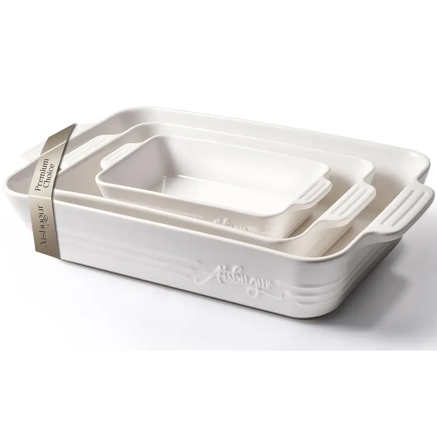 

Baking Dish Set, 3Piece Casserole Dishes for Oven, Rectangular Baking Pans, Deep Lasagna Pans with Handles, MultiSize Set for Co