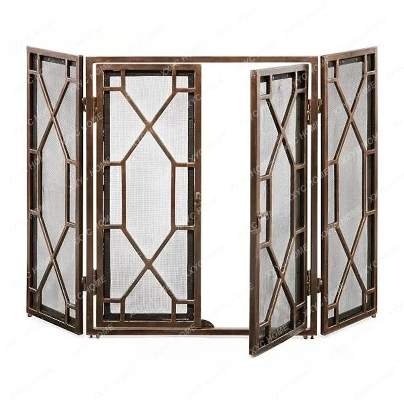 C Simple wrought iron floor fireplace partition screen star anti-scalding fireplace fence