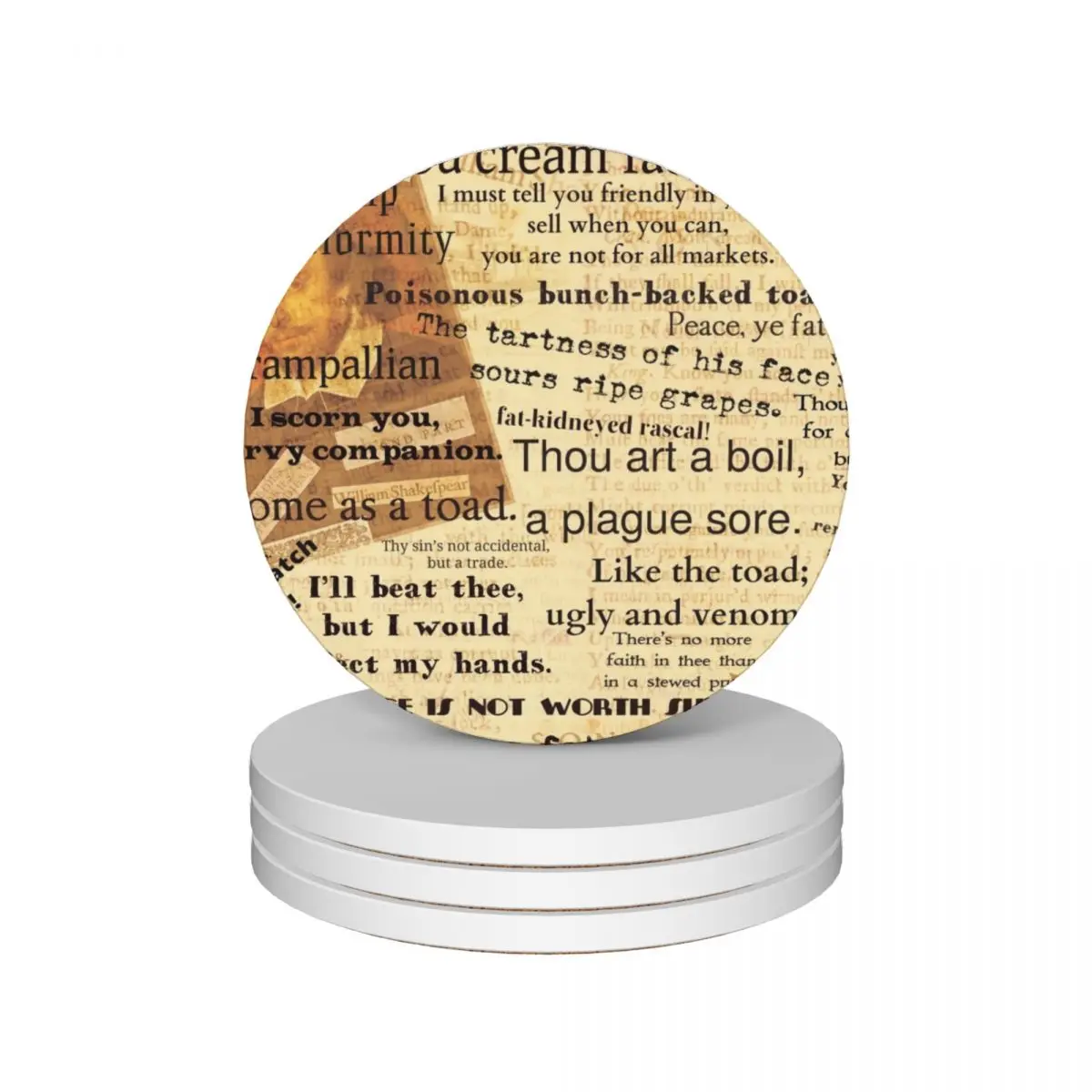 

Shakespeare’s Best Insults Ceramic Coasters (Set of 4) ceramic set coffee cup stand Coasters