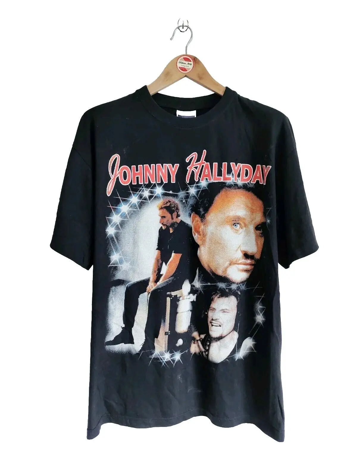 Vintage Johnny Hallyday Double-side T-shirt Rock Pop Rock Rock-'n'-roll Funny Short Sleeve Tshirt Streetwear