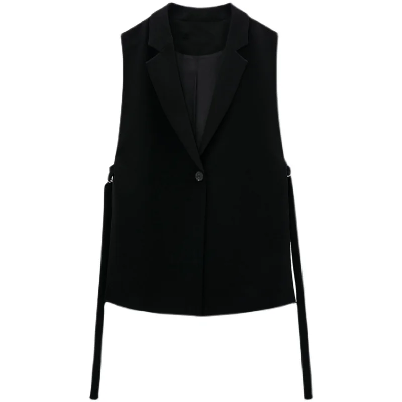 

Spring New Sle Women's Mid-Length Svel Suit Vest with Slit Design Casual Commute Pure Color Polyester Fiber 00%