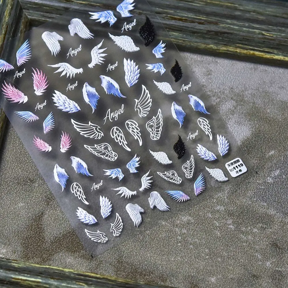 Diverse styles Embossed Self Adhesive stickers Nail Decorations Manicure Tool 3D Angel Wings Nail Sticker Nail Art Decal