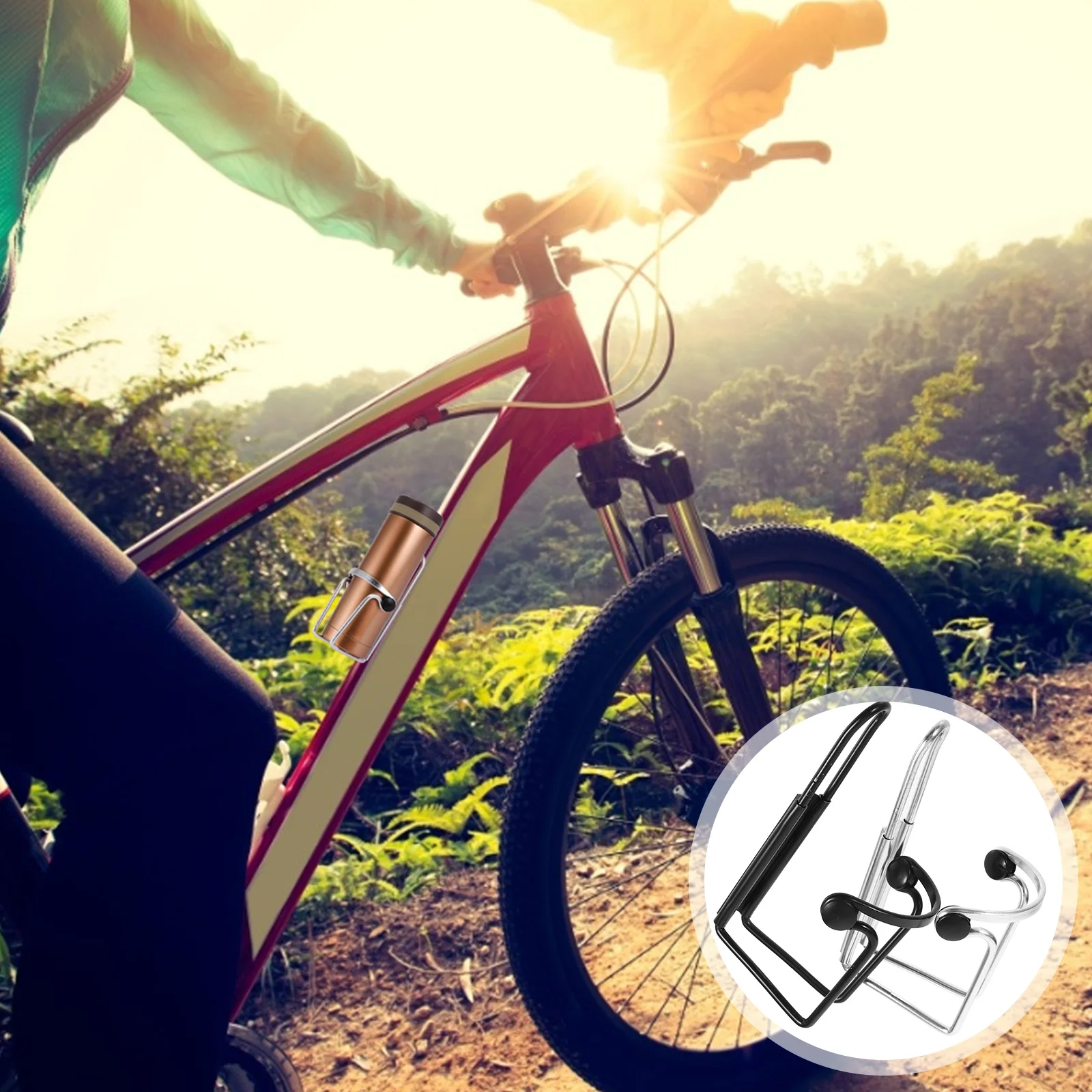 2 pcs Bike Water Bottle Holder For Bicycle Mountain Folding Cycles Durable Plastic Metal Holder Lightweight Scratch Resistant