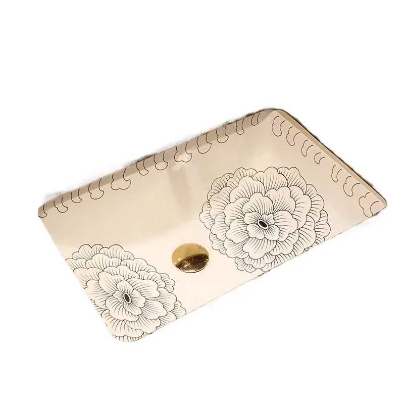 

Большой пион, керамический умывальник под столешницей, бытовой умывальник для ванной комнаты, балкона, встроенный квадратный умывальник