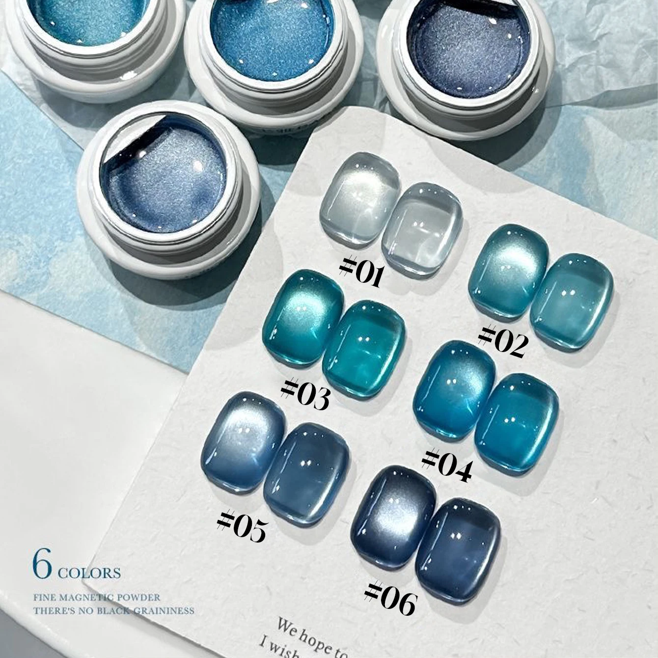 MIANEL 10ML 1-6PCS Island Magnetic Cat Eye Gel Nail Polish Popular Whitening Blue Glass Bead Nail Polish Nail Supplies