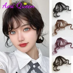 AOSI Synthetic Neat Front Fringe Clip In Hair Bangs Hair Extensions Sweeping Side Blunt Bang Natural Black Brown Hairpieces