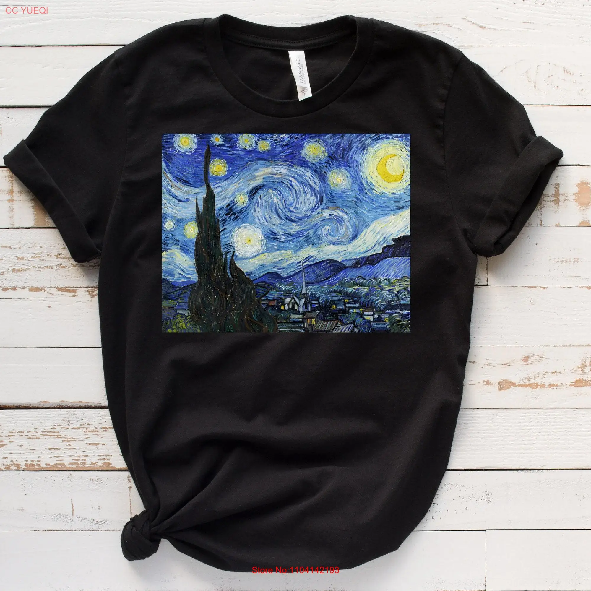 Starry NighT T Shirt Van Gogh Art ArtisT Painting long or short sleeves