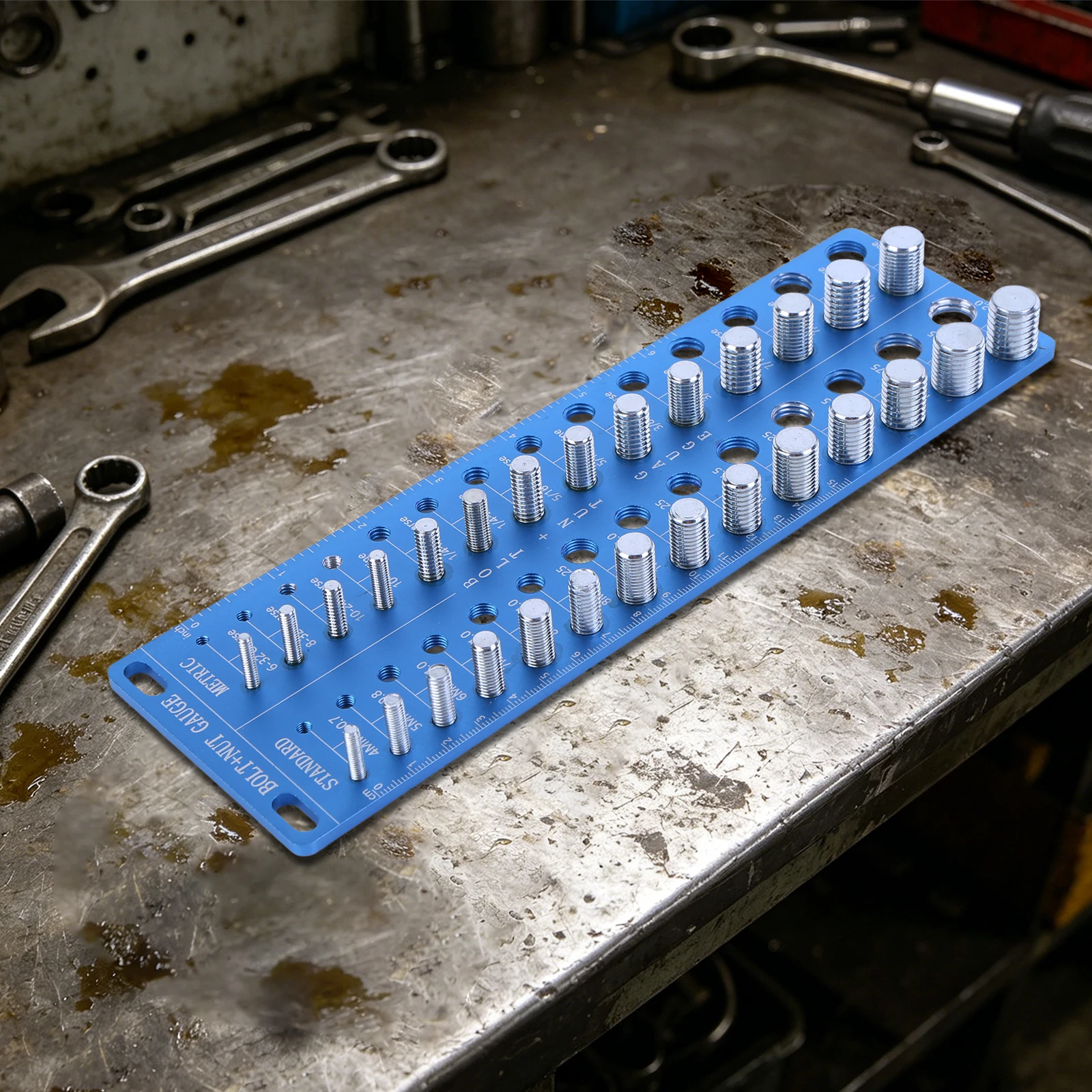 Nut and Bolt Identifier Gauge with 14 Standard & 14 Metric Screw Size Checker for Screw Nut Bolt Size Finder Classification