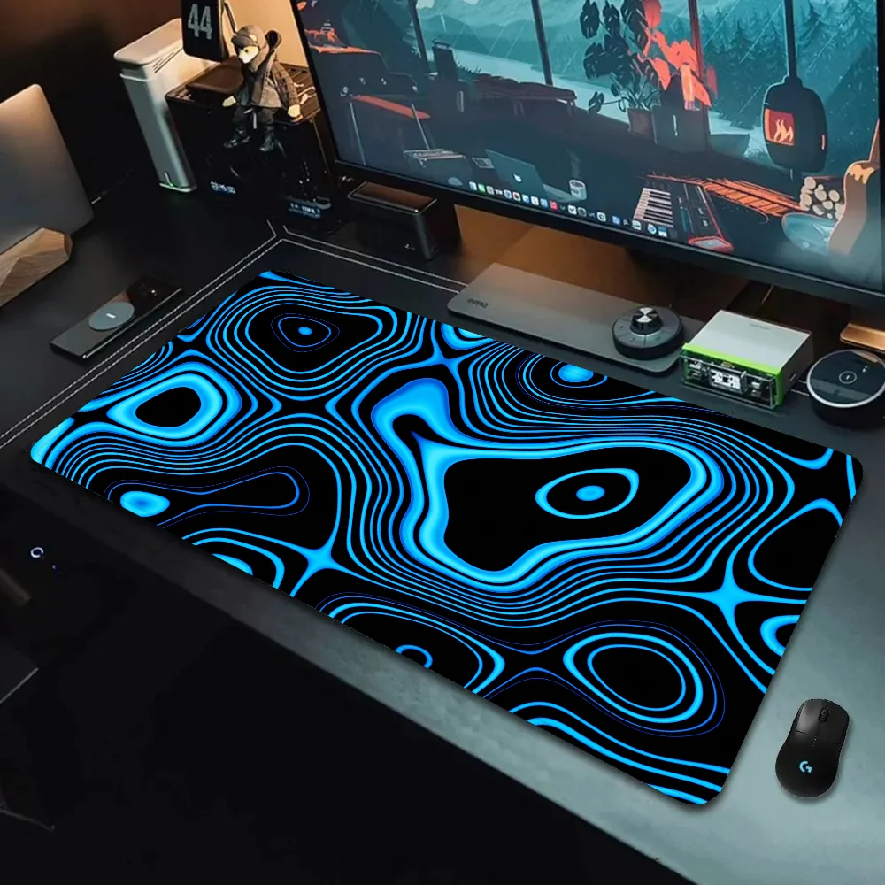 لوحة ماوس ألعاب من السيليكون بنمط غير منتظم ملون بحافة كبيرة وقفل لوحة المفاتيح ولوحة المفاتيح مع حصيرة طاولة مضادة للانزلاق