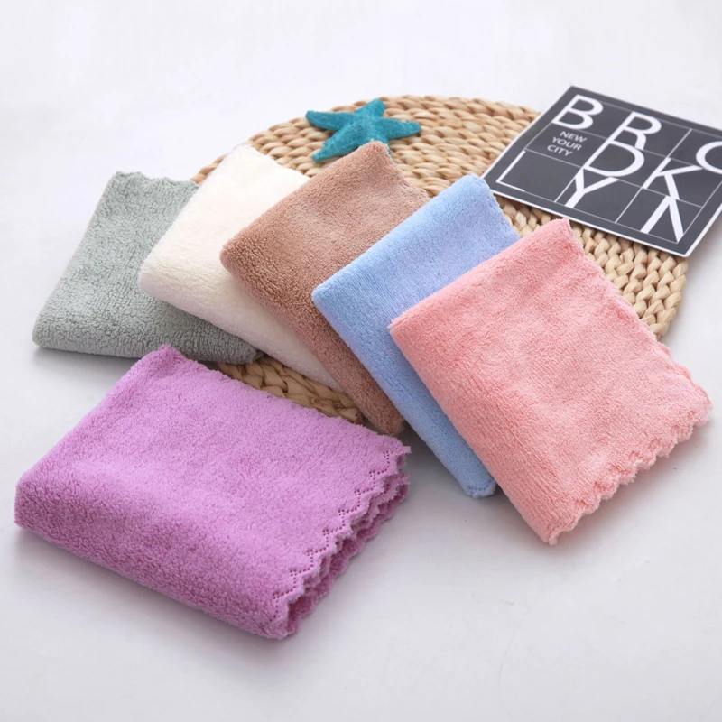 10Pcs Thickened Microfiber High-density Coral Fleece Towel Quick Dry Clean Face Soft Absorbent Towel