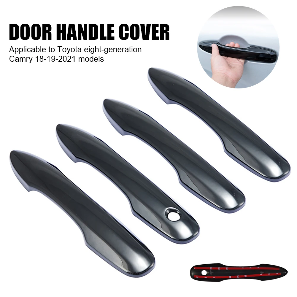 

4Pcs Car Door Handle Cover Sticker Black ABS Exterior Door Handle Cover Trim Sticker For 2018-2019 Toyota Camry Corolla Levin