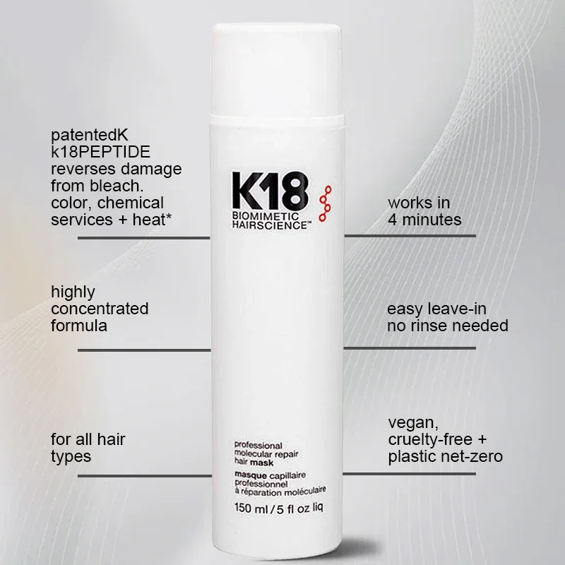 150ml K18 Original Leave-in Molecular Hair Mask Biological Regeneration Repair Dry Chemically Damaged Hair 4 Minutes Fast