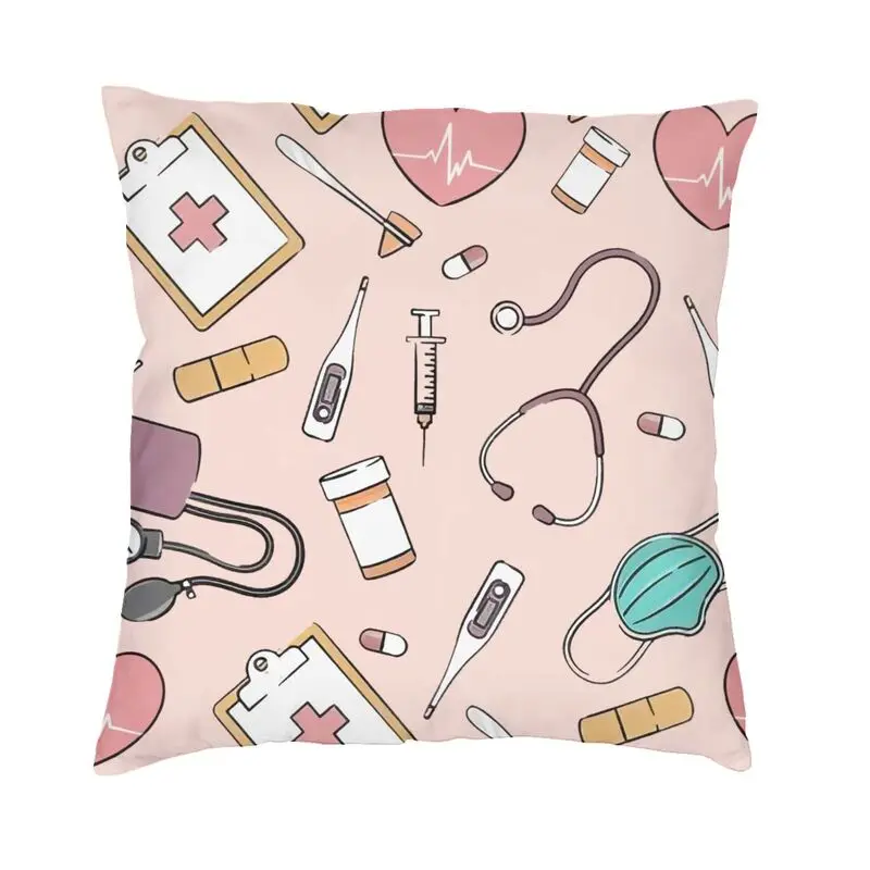 Pink Doctor Nurse Square Pillowcover Decoration Enfermera En Apuros Cushions Throw Pillow for Sofa Double-sided Printing