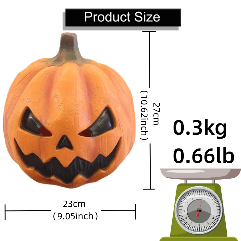 Horror Pumpkin Mask Halloween Cosplay Party Pumpkin Head Latex Mask Creepy Jack-O'-Lantern Demon Costume Head Cover for adults