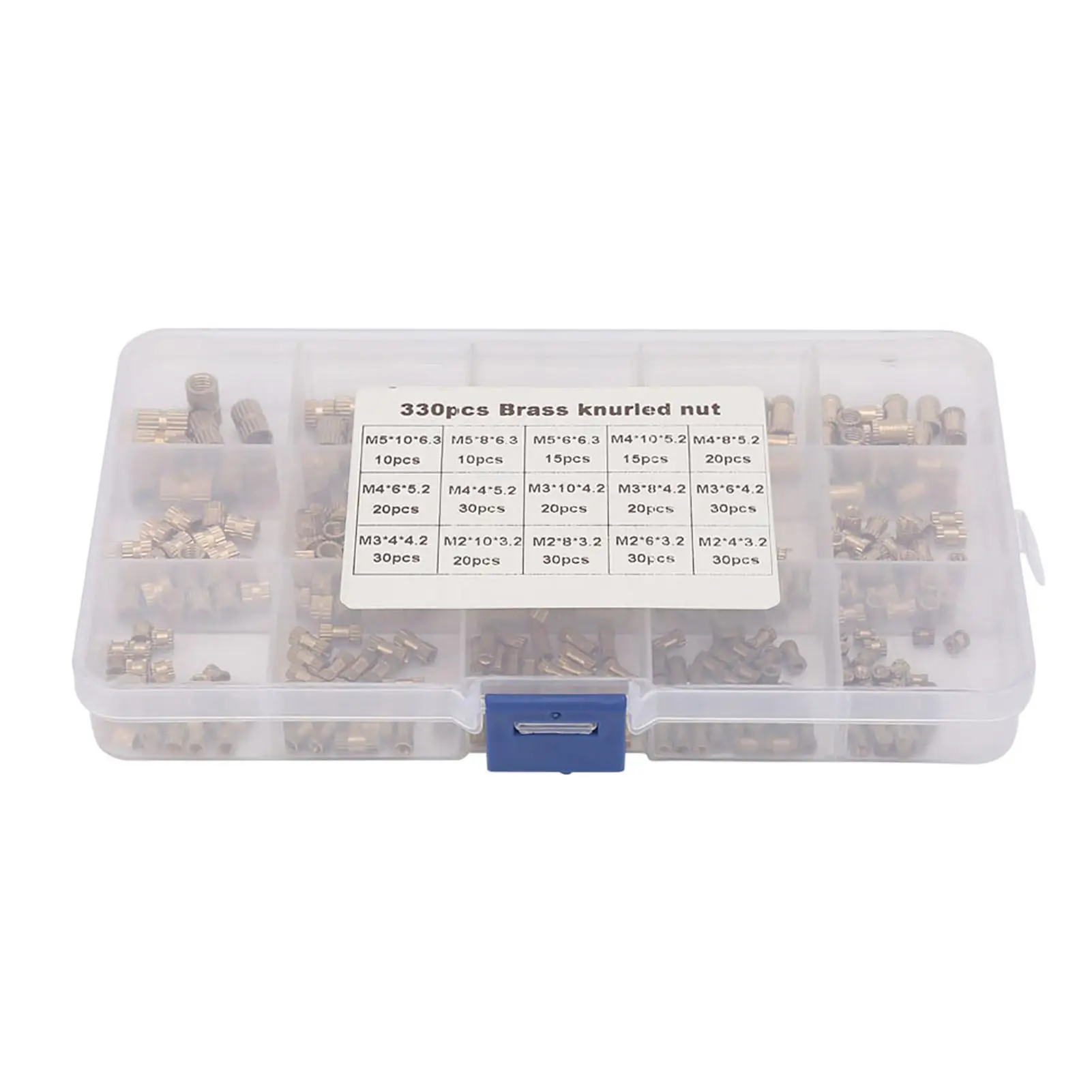 

Brass Insert Nuts Assortment Kit M2 M3 M4 M5 Knurled Thread Nuts for Injection Molding Guitar Spare Parts 330Pcs