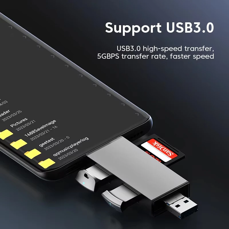 Lettore di schede 7 in 1 Multifunzione USB 3.0 Tipo C a SD TF Scheda di memoria Adattatore per unità flash per PC Accessori portatili Multi Smart