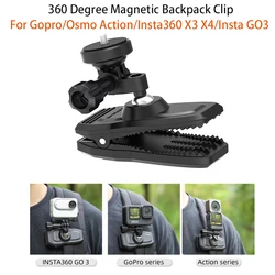 360 Degree Rotation Magnetic Backpack Clip Clamp Mount for GoPro 12/Insta360 X4/Ace Pro/Action 3 4 Camera Universal Accessories