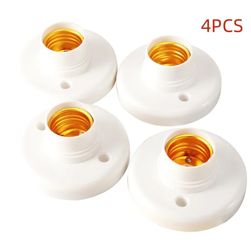 4 PCS/Lot E27 Nut Socket White Overhead Light Bulb Fixed Base Bracket Bulb Holder