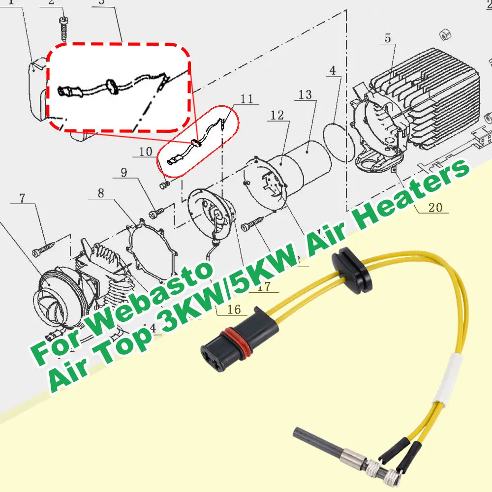 12V/24V Diesel Heater Glow Plug 3KW 5KW 91370B / 91371B Ceramic Pin For Webasto Air Top 3500 5000 Air Heaters