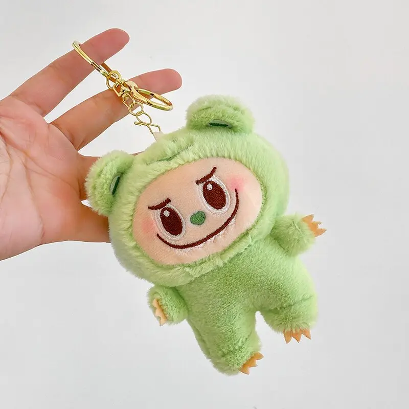 Pendentif porte-clés Labubu en peluche, beurre, dessin animé mignon Kawaii, jouets pendentif pour sac à dos, 10cm