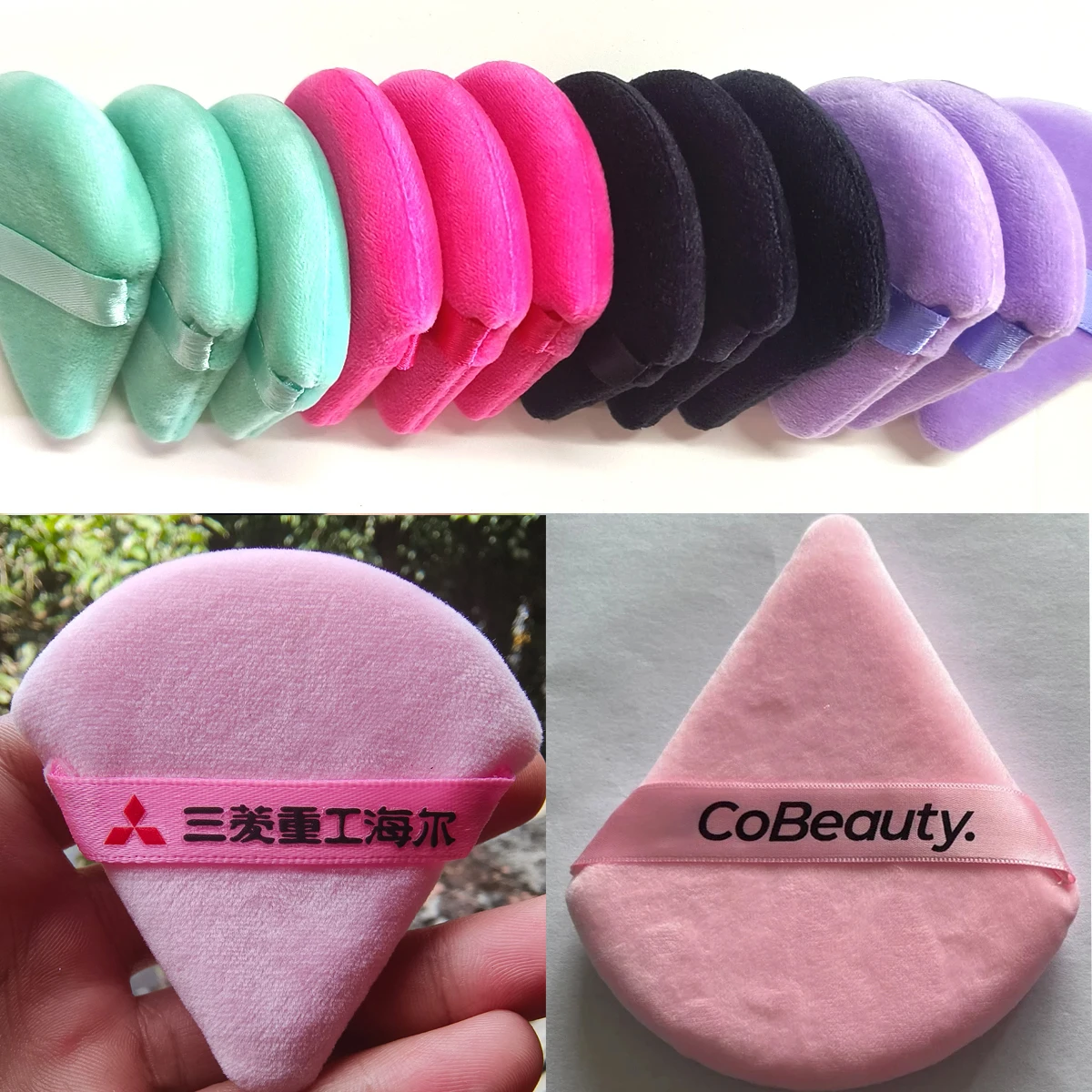 100Pcs Customized Logo Powder Puff Face Triangle Makeup Tool Powder Soft Cosmetic Puff Makeup Foundation Sponge Beauty Tool