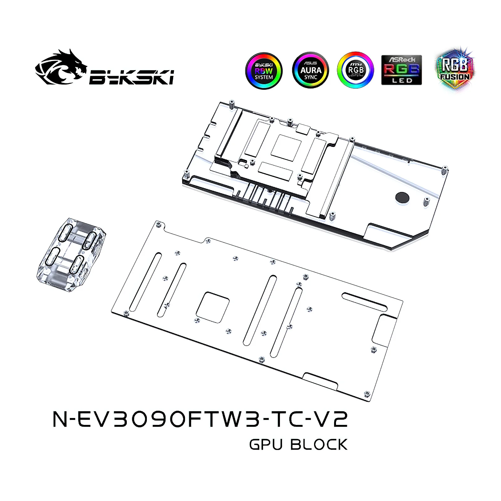 Imagem -02 - Bykski Duplo Lado Gpu de Resfriamento Líquido Bloco para Evga Rtx 3090 3080 Ftw3 N-ev3090ftw3-tc-v2