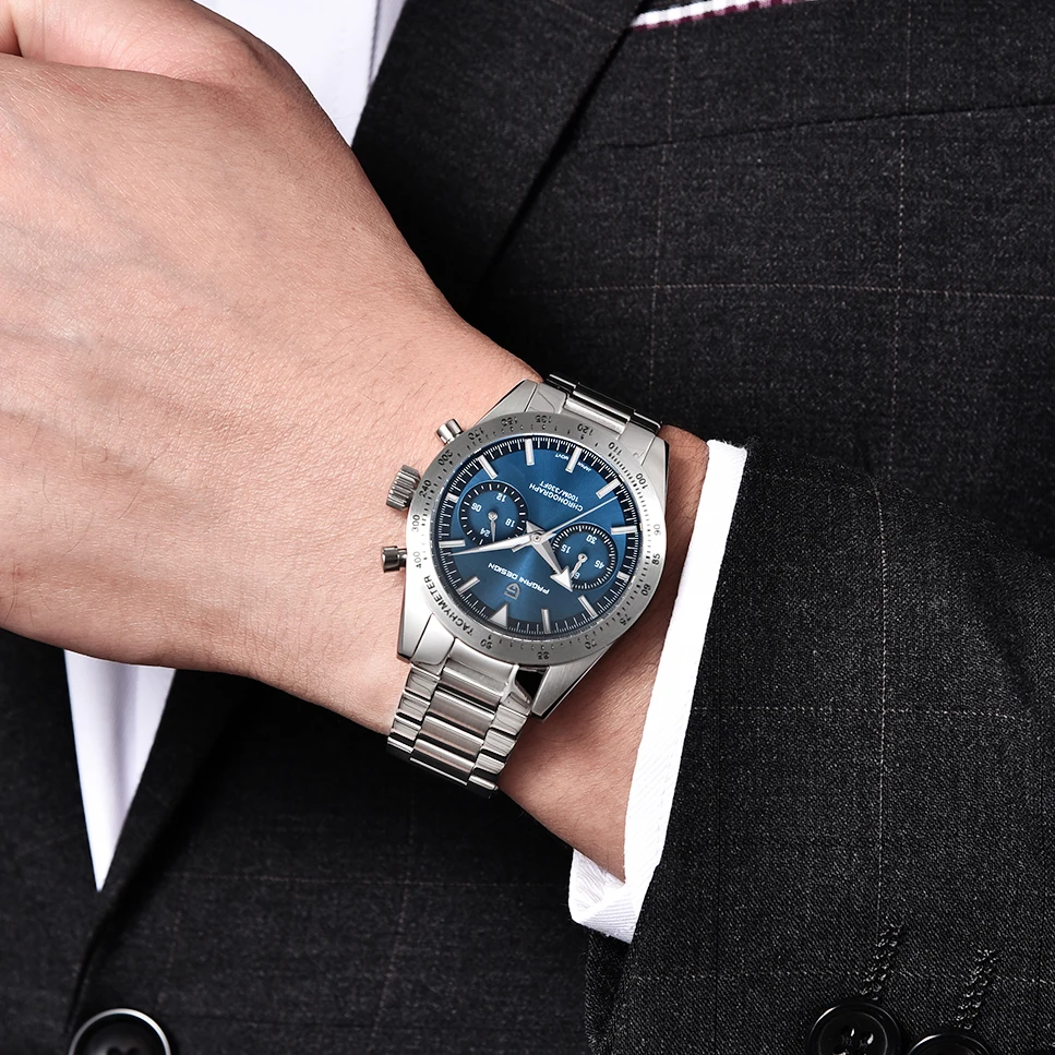 PAGANI DESIGN 2026 New Wide Arrow Moon Men's Watches Luxury Quartz Watch For Men Sport Retro Chronograph VK64 AR Sapphire Glass
