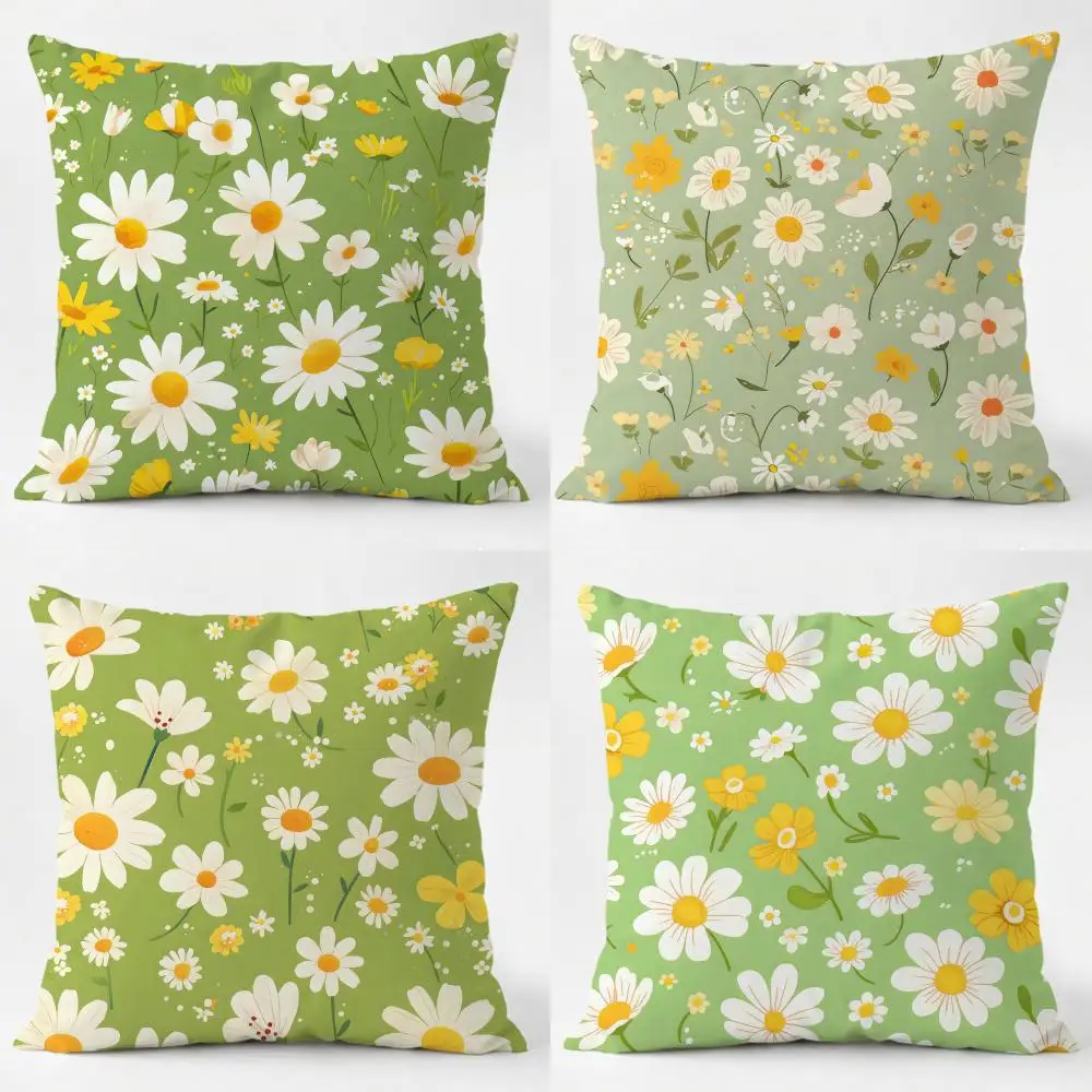 Petite Airy Art S-Small Daisy Cushion Cover Sofa Home Living Room Car Decor Washable Decorative Square Pillowcase