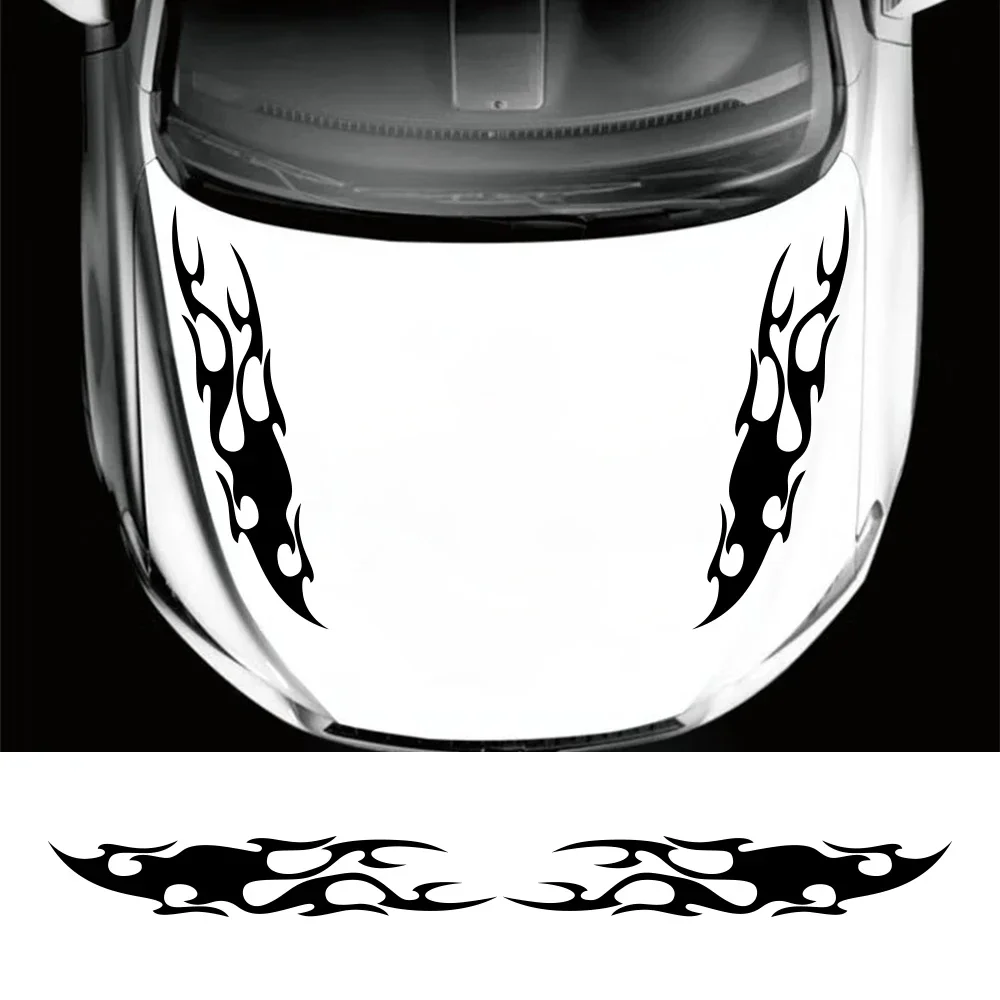 2PCS Flame Style Design Car Engine Hood Stickers Racing Car Sport Vinyl Decals Auto Body Styling Decoration Stickers Accessories