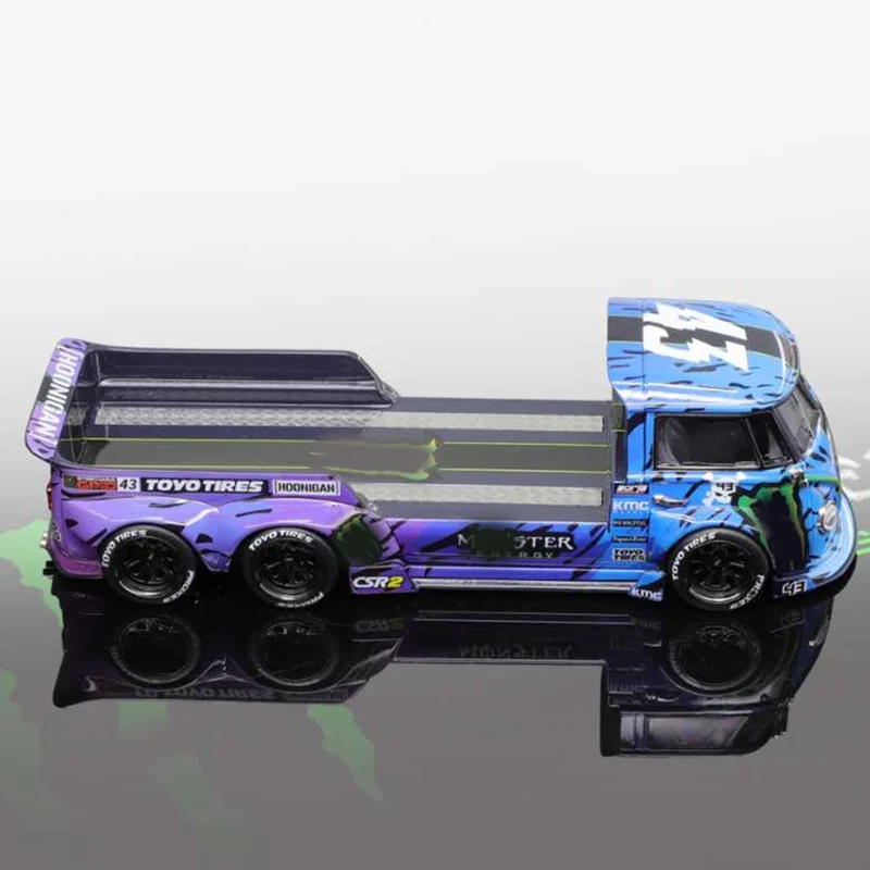 Liberty64 1:64 T1 Modified Trailer Transport Vehicle Simulation Alloy Miniature Die-Casting Car Model Custom Toy Gift Collection