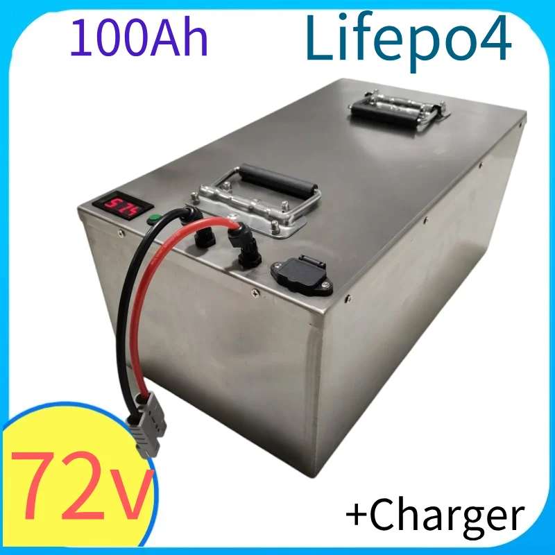 Batterie veFepo4 72V 100Ah avec BMS puissant, pour voiture électrique à basse vitesse, avec chargeur 87.6V 10A