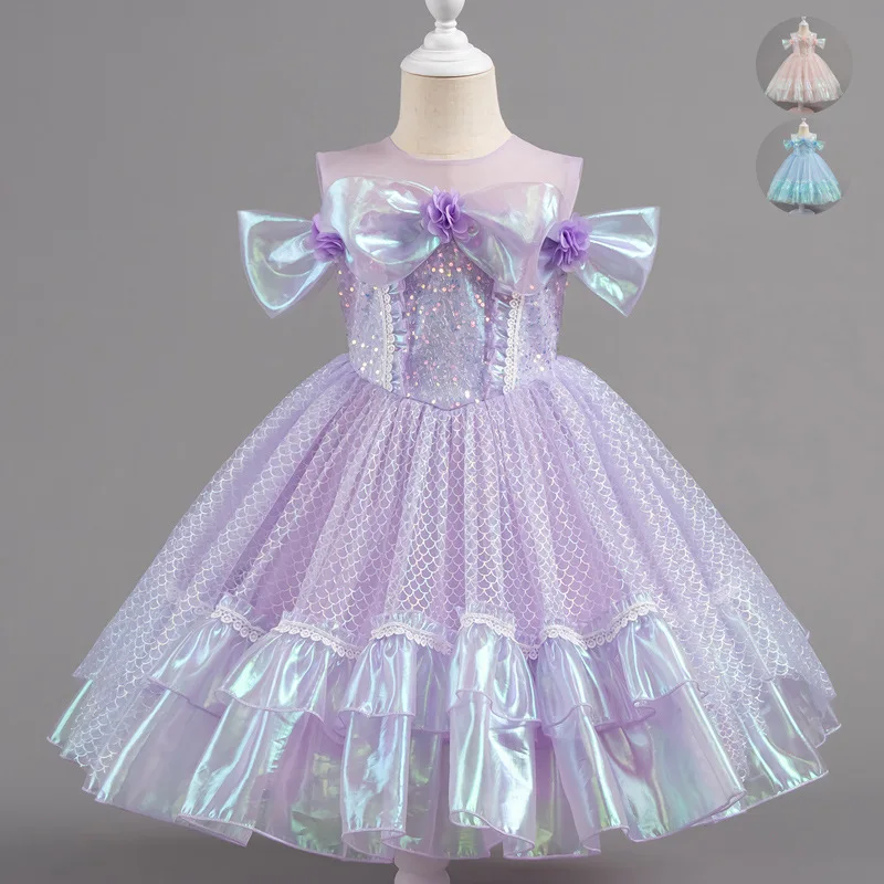 

Girls' dress, mermaid princess dress, summer dress, cute little girl, one-shoulder puffy girl, Lolita dress