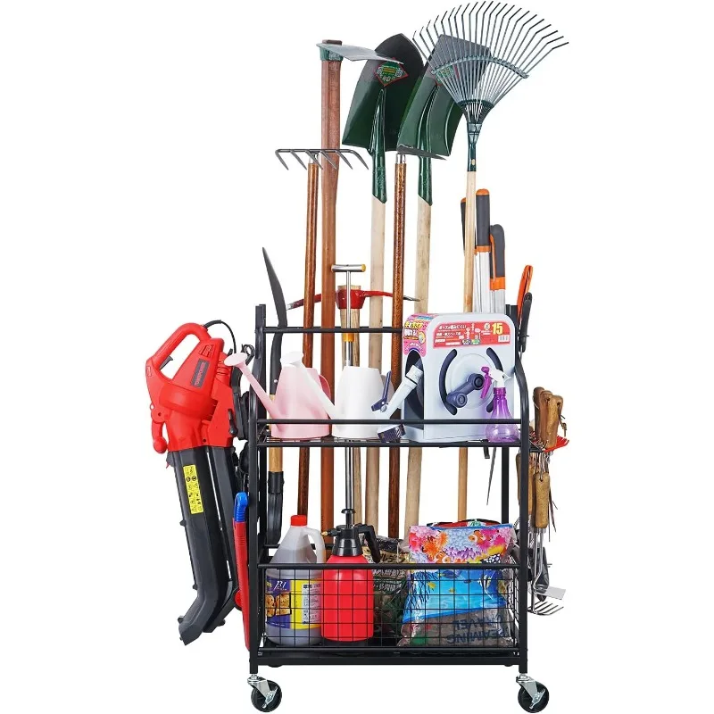 

Garden Alloy Steel Tool Organizer for Garage-Yard Racks with Wheels,Garage Organizers and Storage Hold Tools,Yard Holder