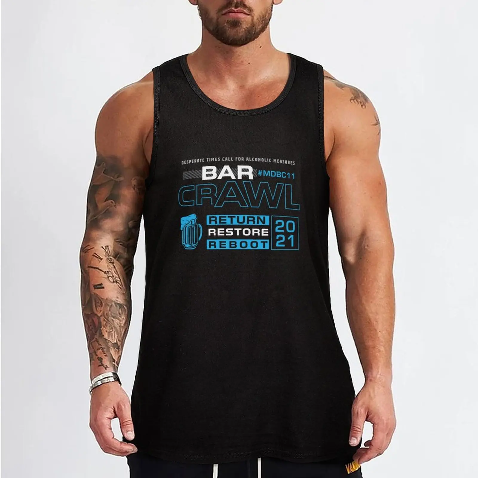 BAR CRAWL Graphic Tee 2021 Tank Top Japanese t-shirt clothing men gym