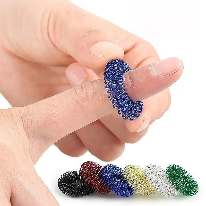  10pcs/Lot Hot Sale Finger Massage Sujok Ring Acupuncture Ring Health Care Body Massage Chinese Medicine Color Gold ﻿ ﻿ ﻿