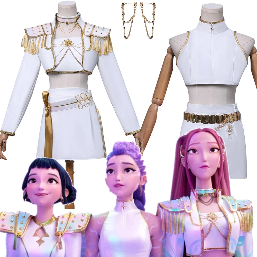 

Women Mira Zoey Rumi Cosplay Costume Demons Cartoon Hunters Fantasia Uniform Coat Skirt Outfits Halloween Carnival Party Suit