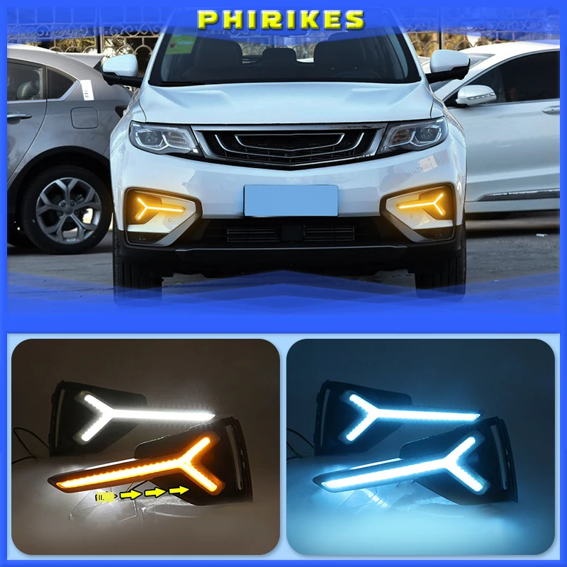 

2Pcs Car LED Daytime Running Light Fog Lamp Frame Fog Light for Geely Boyue Proton X70 2018