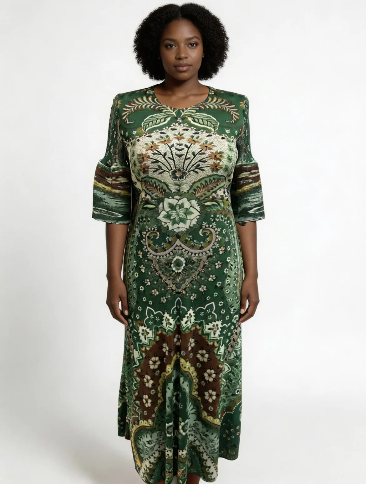 

Miyake 2026 Summer New Original Style Digital Printing Women's Pleated Dress Loose Fashion Medium and Long Dress