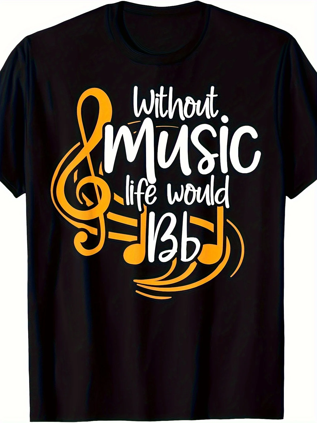 Men'S T-Shirt with The Phrase 'Life Would Be Boring Without Music' - Soft And Durable, Round Neck, Short Sleeves, Casual Style,
