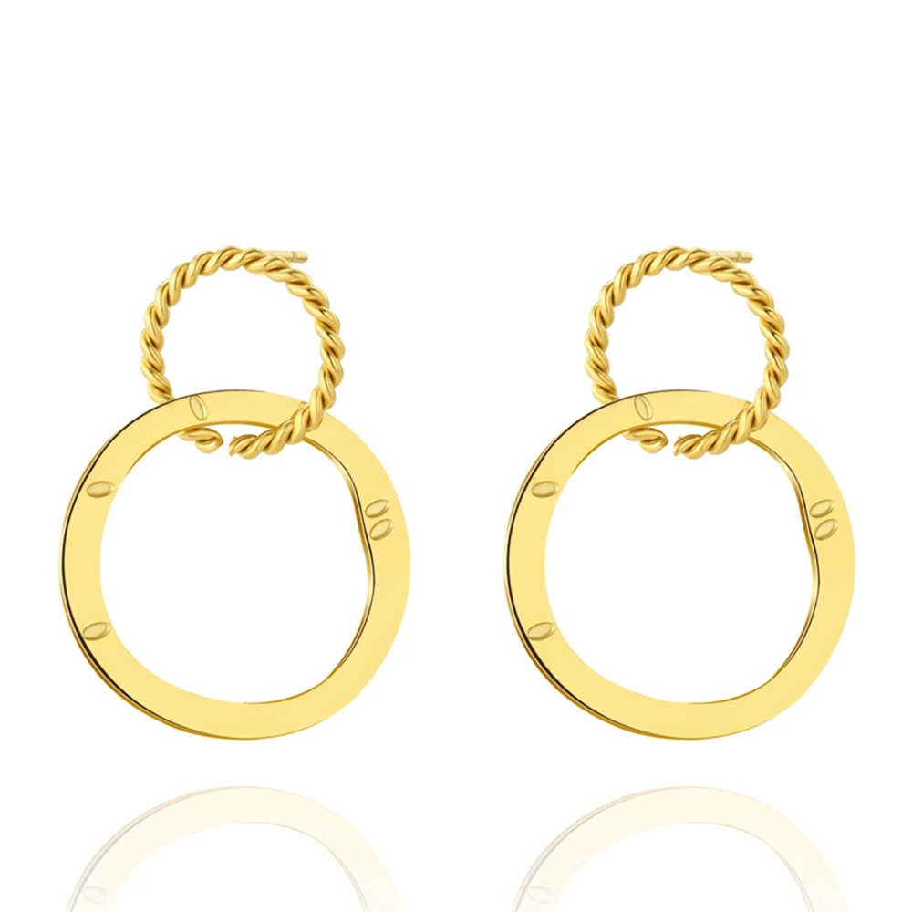 

WILD & FREE Trendy Gold Color Stainless Steel Drop Earrings For Women Classic Vintage Circle Ear Jewelry