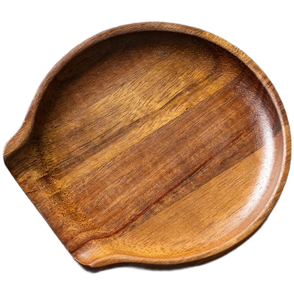 Natural Acacia Wood Spoon Holder Kitchen Utensil Organizer for Countertop with Spill Tray and Minimalist Style